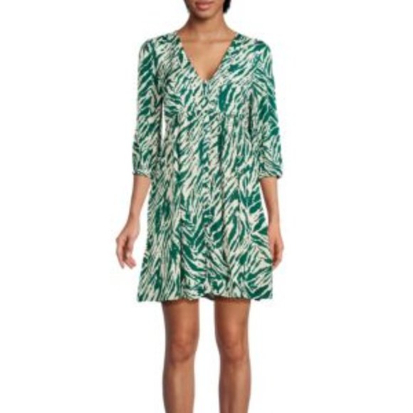 NWT Adorable ba & sh Vuzy Abstract Print Mini Dress, Size 1 - Picture 1 of 4